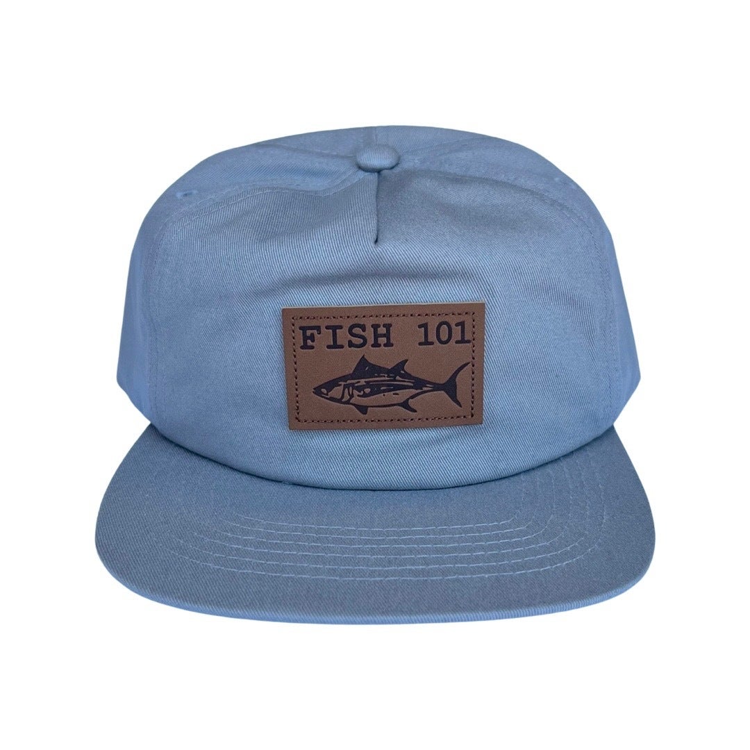 Leather Patch - Unstructured Cotton Twill Hat - Grey